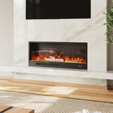 117.5cm/147cm Electric Fireplace with WiFi, LED Display, Resin Logs & Crystal Stones, Heating Function