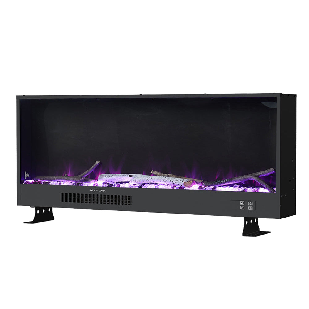 117.5cm/147cm Electric Fireplace with WiFi, LED Display, Resin Logs & Crystal Stones, Heating Function
