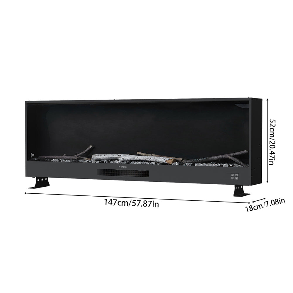 117.5cm/147cm Electric Fireplace with WiFi, LED Display, Resin Logs & Crystal Stones, Heating Function