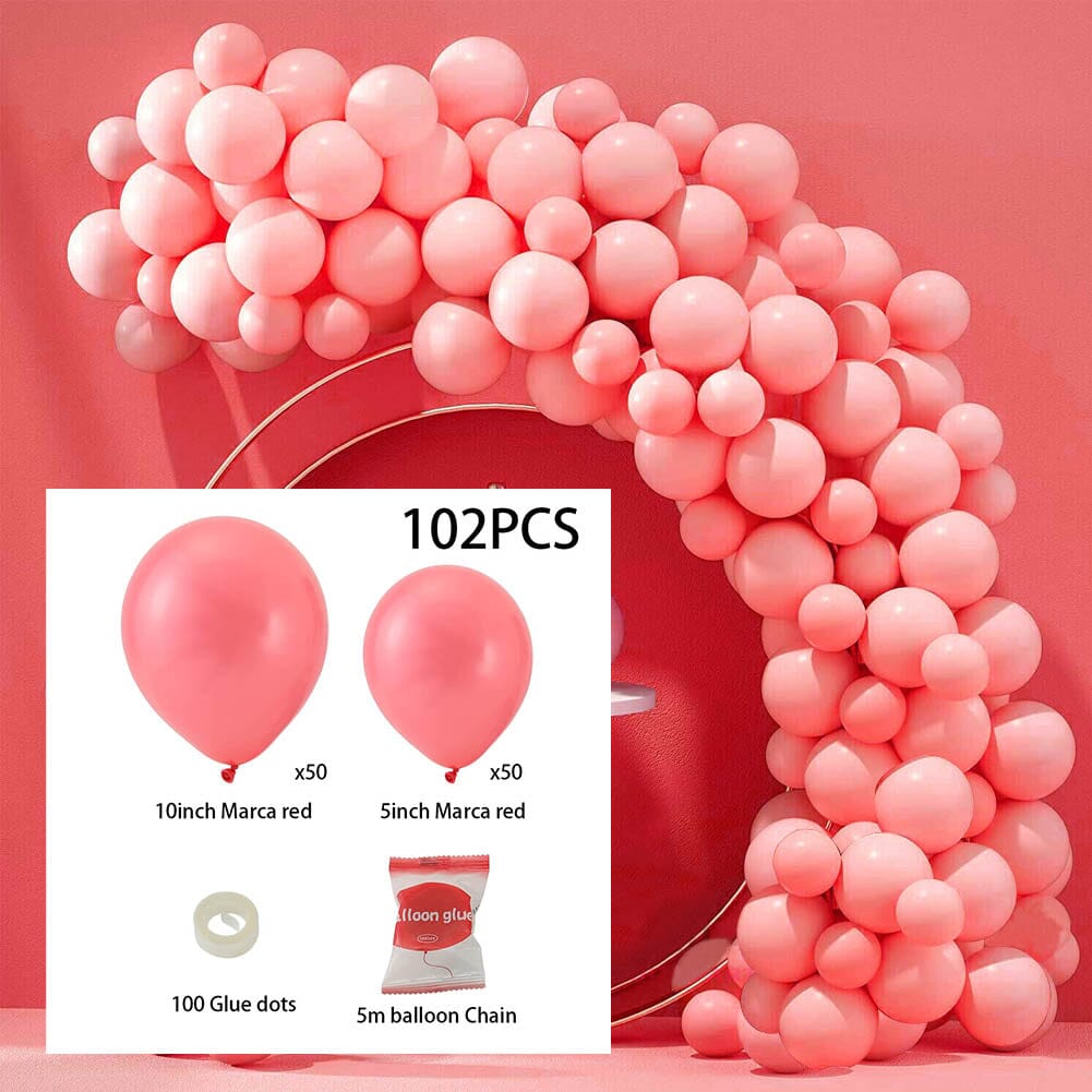 100pcs Wedding Macaron Monochrome Balloon Chain Set-Red Living and Home 