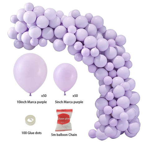 100pcs Wedding Macaron Monochrome Balloon Chain Set-Purple Living and Home 