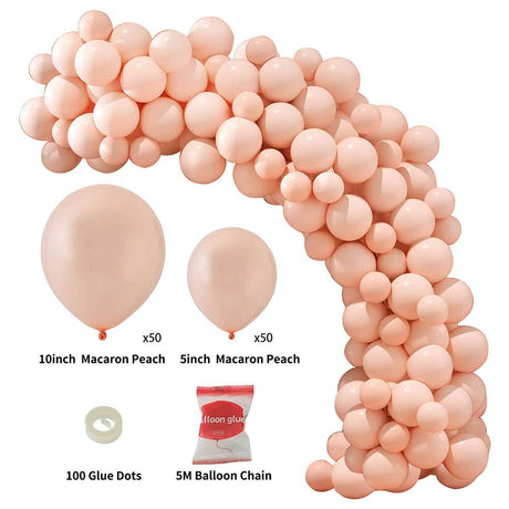 100pcs Wedding Macaron Monochrome Balloon Chain Set-Pink Living and Home 