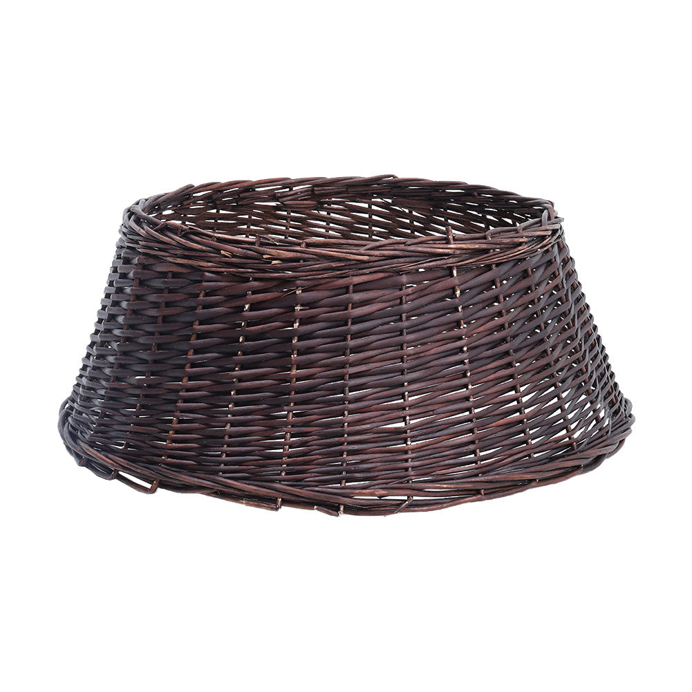 Handwoven Rustic Willow Christmas Tree Collar – 60cm Brown Skirt for Tree Base