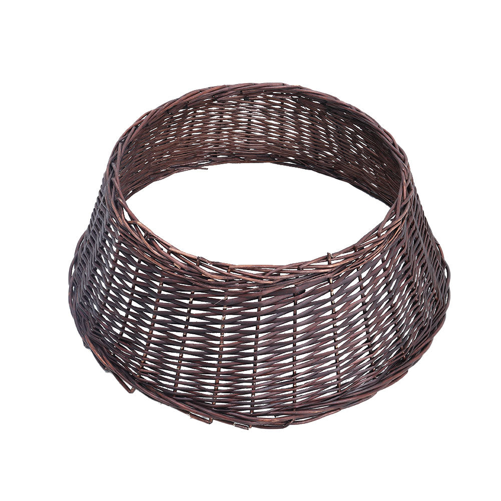 Handwoven Rustic Willow Christmas Tree Collar – 60cm Brown Skirt for Tree Base