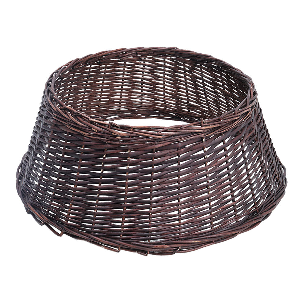 Handwoven Rustic Willow Christmas Tree Collar – 60cm Brown Skirt for Tree Base