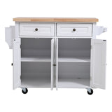 Modern Rolling Wooden Kitchen Island Cart with Storage Cabinet Carts & Islands Living and Home