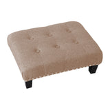 Vintage Button-tufted Rectangular Linen Footstool