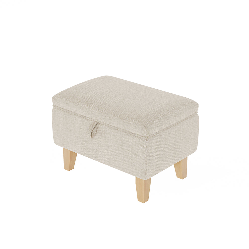 Linen Upholstered Storage Ottoman Footstool