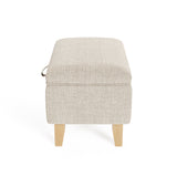 Linen Upholstered Storage Ottoman Footstool