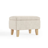 Linen Upholstered Storage Ottoman Footstool