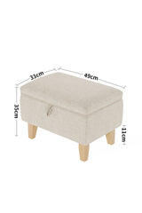 Linen Upholstered Storage Ottoman Footstool