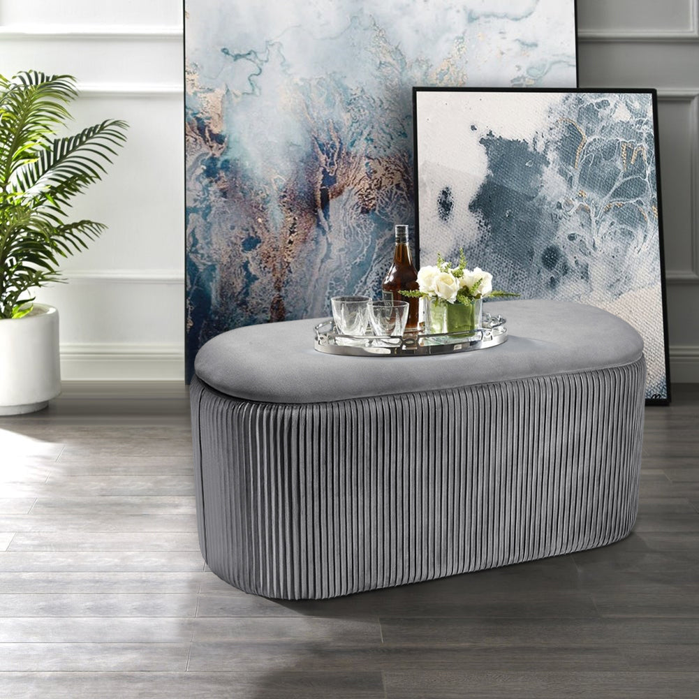 Modern Pleated Storage Ottoman