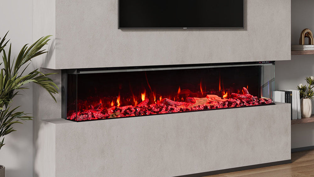 Smallbee electric fireplace styled in a modern UK living room