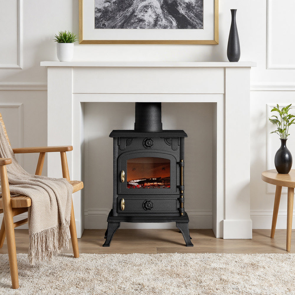 Vintage Wood-Burning Cast Iron Fireplace