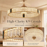 Lightsin 60cm Gold Crystal Ceiling Fan with LED Light, Remote Control & 6 Speeds Lightsin UK 
