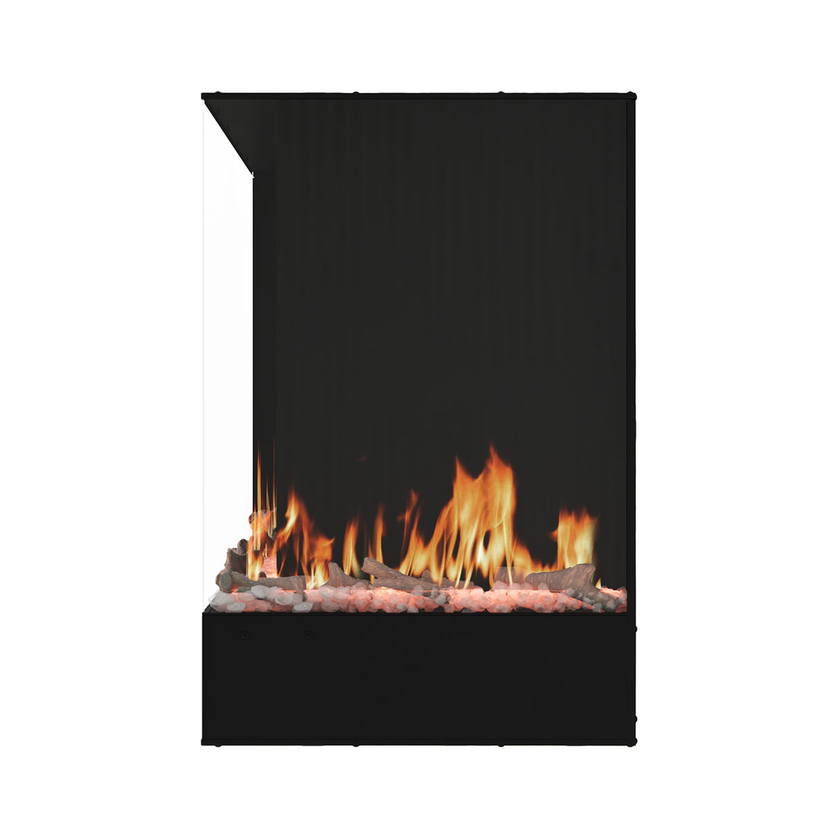 117cm/150cm L-Shaped Electric Fireplace – WiFi Control, LED Display, Resin Logs & Crystal Stones with Heating