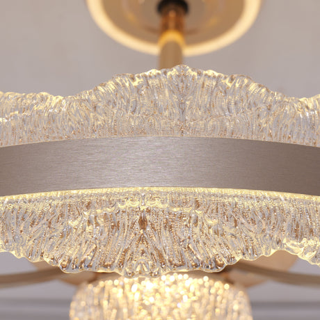 Close-up detail of Acrylic Adjustable Colour Temperature Fan Light with Remote & Timer
