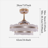 Size chart for Acrylic Adjustable Colour Temperature Fan Light with Remote & Timer