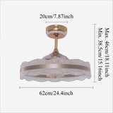 Size chart for Acrylic Adjustable Colour Temperature Fan Light with Remote & Timer