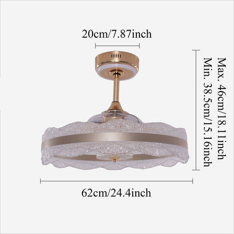 Size chart for Acrylic Adjustable Colour Temperature Fan Light with Remote & Timer