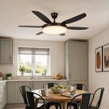 Black 57inch LED Ceiling Fan with Remote, Quiet DC Motor