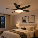 Black 57inch LED Ceiling Fan with Remote, Quiet DC Motor