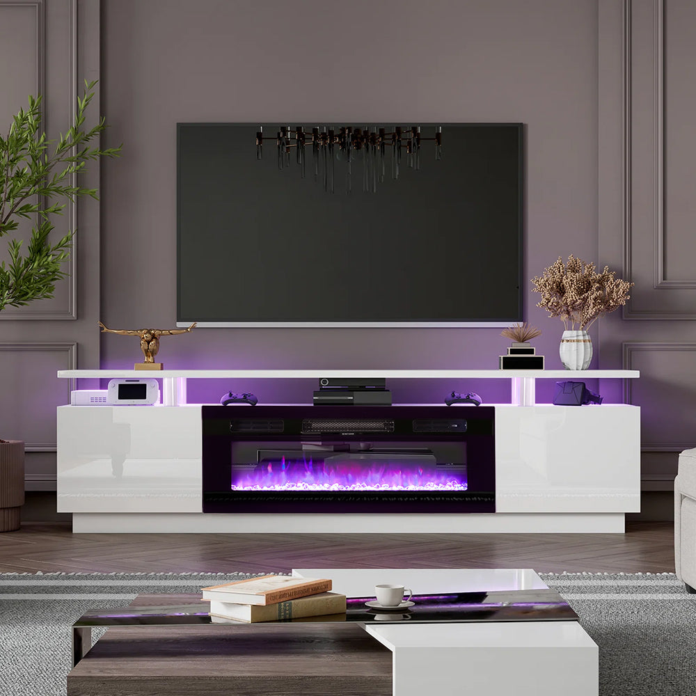 70 Inch LED TV Stand with Fireplace Electric