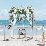 Artificial Decorative Border - White Flowers with Green Leaves Ideal for Wedding Mantelpiece and Interior Decor