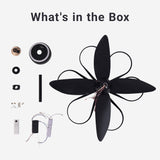36-inch Black Modern Petal LED Ceiling Fan with Light - 6-Speed with Remote Control