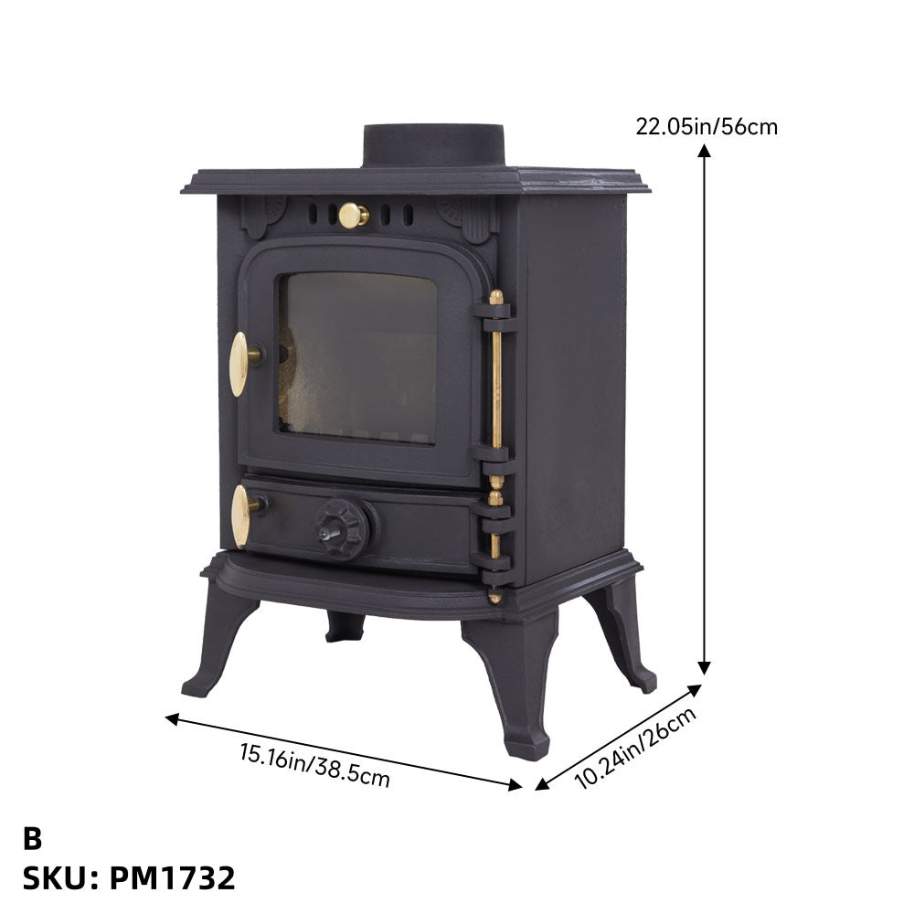 Vintage Wood-Burning Cast Iron Fireplace