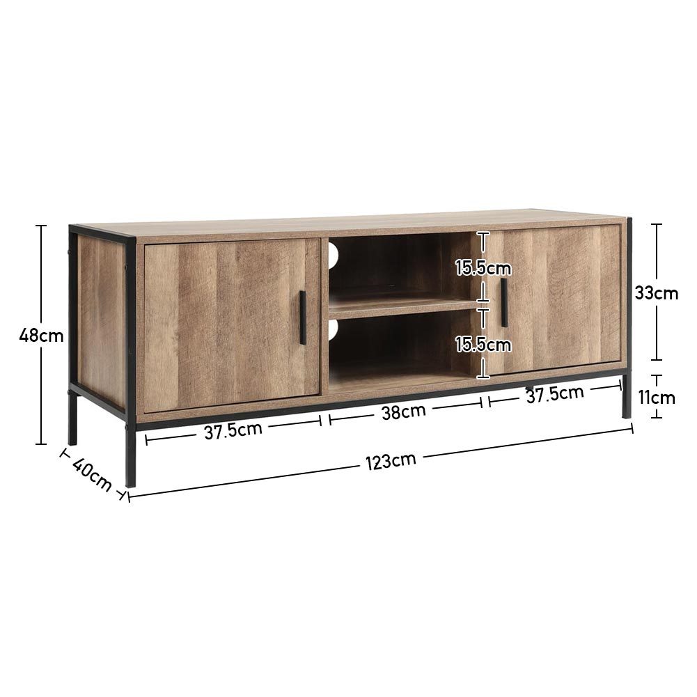 Traditional Metal Frame Wood Cabinet TV Stand with Fireplace Media Combo Set