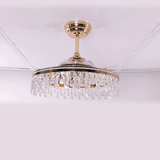 Close-up detail of Ceiling Fan with Light Gold Crystal Design & Adjustable Color