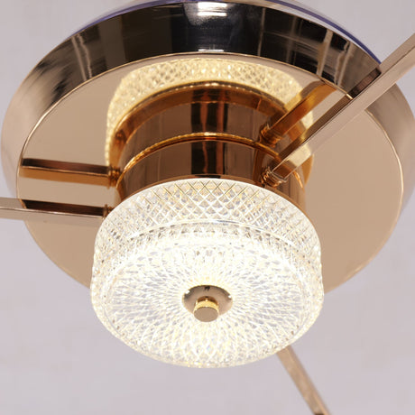 Close-up detail of Ceiling Fan with Light Gold Crystal Design & Adjustable Color