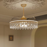 Close-up detail of Ceiling Fan with Light Gold Crystal Design & Adjustable Color