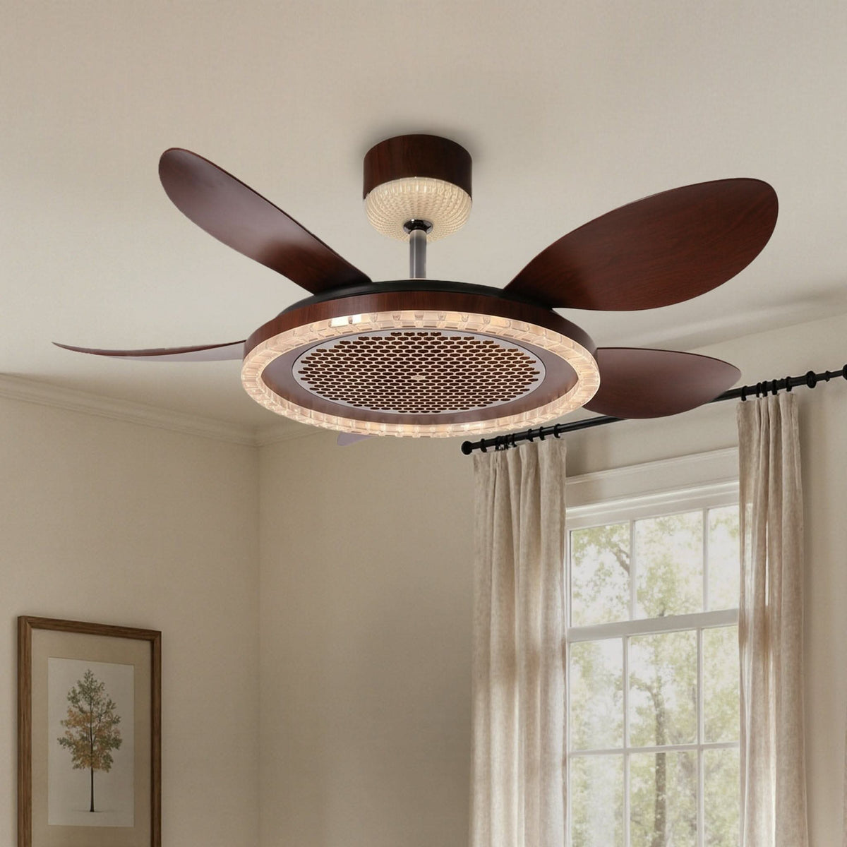 48 inch reversible ceiling fan with LED light shown as a clean product view