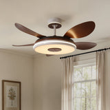 48 inch ceiling fan with dimmable LED light cooling a bright bedroom