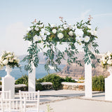 Artificial Decorative Border - White Flowers with Green Leaves Ideal for Wedding Mantelpiece and Interior Decor