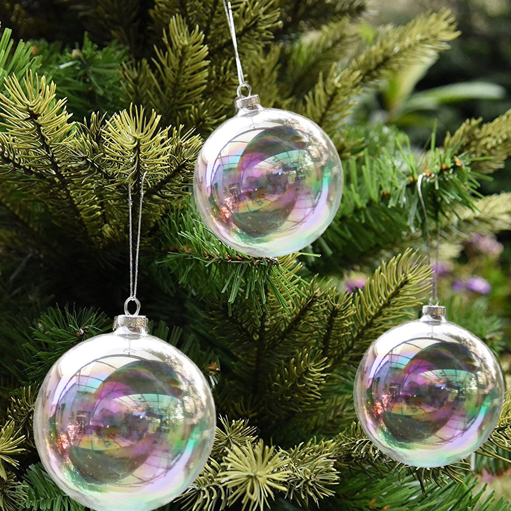 5 Pack Rainbow Glass Ornaments for Christmas Tree