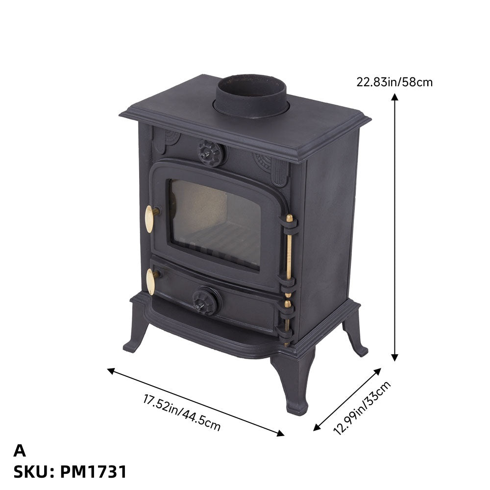 Vintage Wood-Burning Cast Iron Fireplace