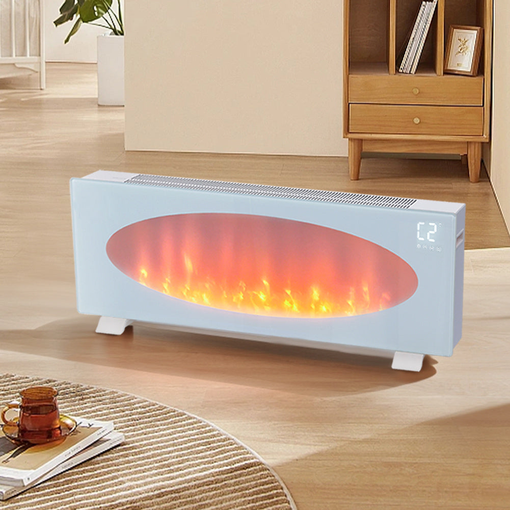 Smart WiFi-Connected White Electric Fireplace with Remote