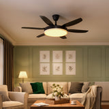 Black 57inch LED Ceiling Fan with Remote, Quiet DC Motor