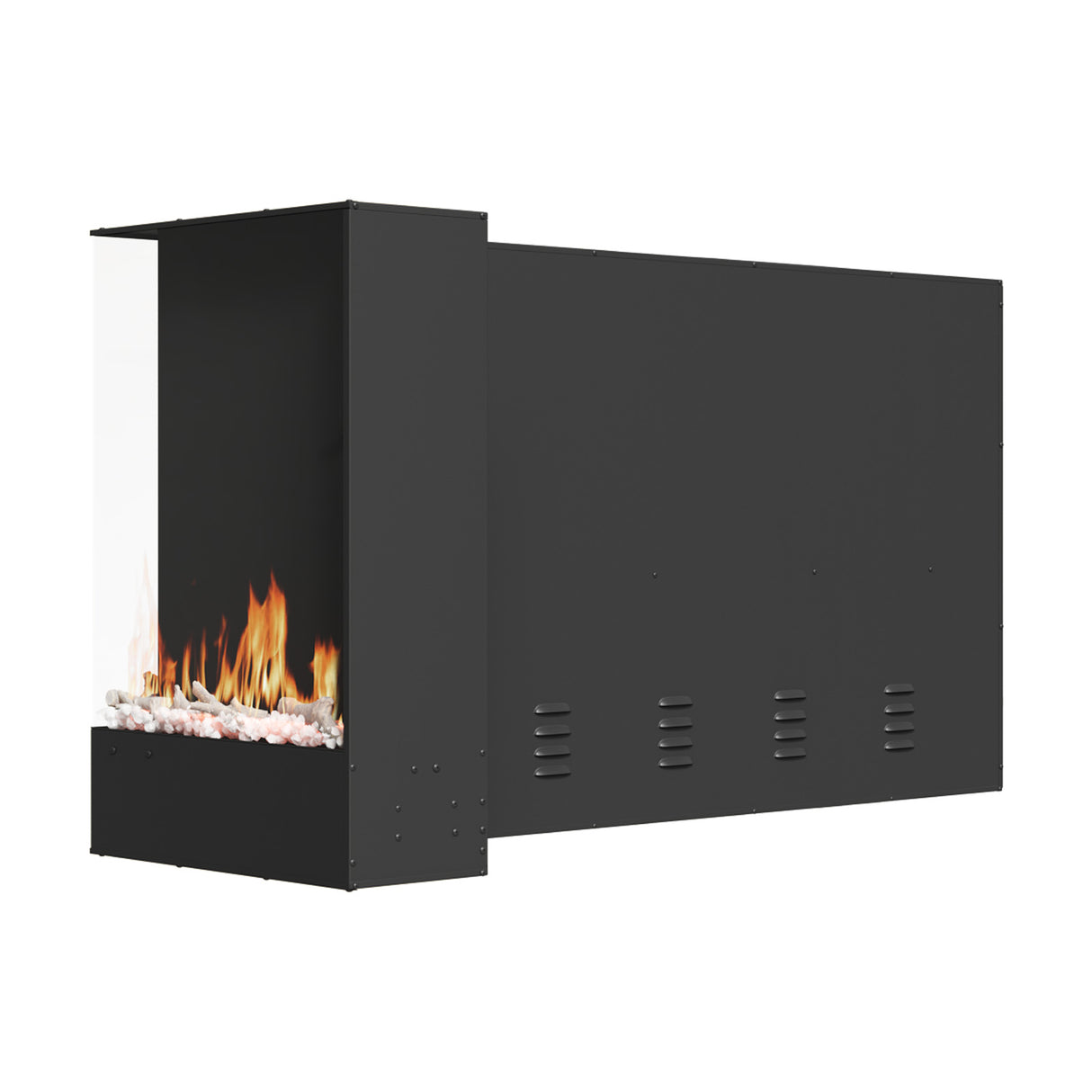 117cm/150cm L-Shaped Electric Fireplace – WiFi Control, LED Display, Resin Logs & Crystal Stones with Heating