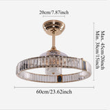 Gold crystal ceiling fan with LED light and remote for modern UK homes