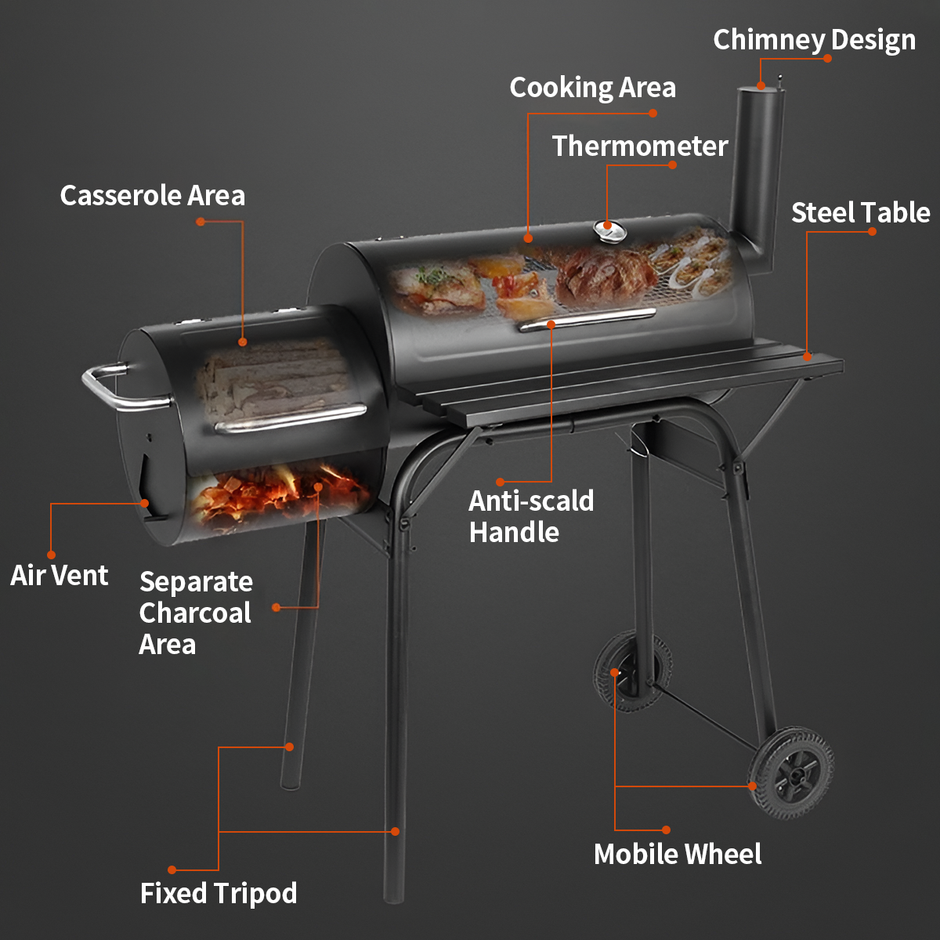 Homebase Charcoal BBQ Grill with Smoker Smallbee UK