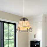 Rustic Iron Woven Rattan Pendant Light for Dining Room, Reading Corner & Bedroom