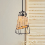 Rustic Iron Woven Rattan Pendant Light for Dining Room, Reading Corner & Bedroom