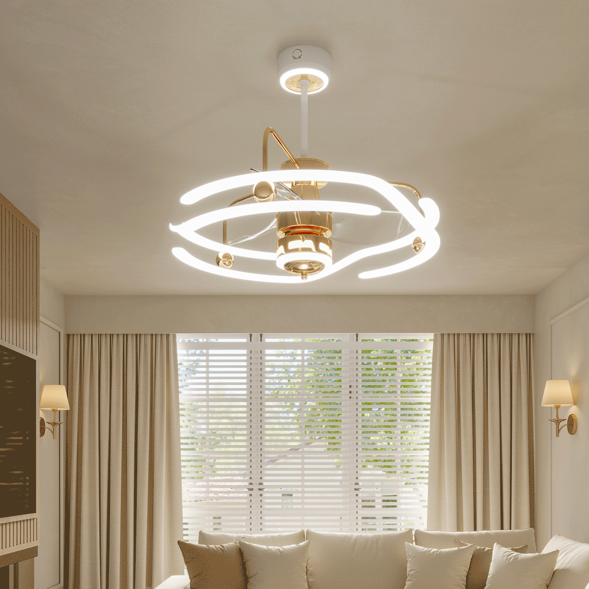 Modern Ceiling Fan with Light and Remote Control - Quiet & Adjustable