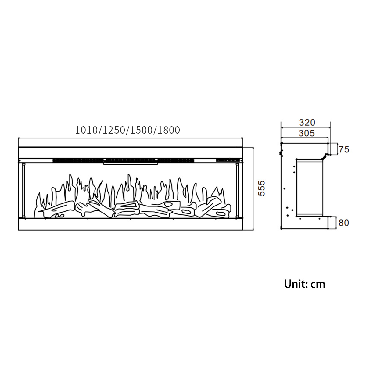 Wifi-Enabled 3-Sided Built-in Electric Fireplace with Crackling Sound