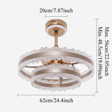 Size chart for Modern Gold Halo Ceiling Fan Light with Remote, 6 Speeds & 3 Colour
