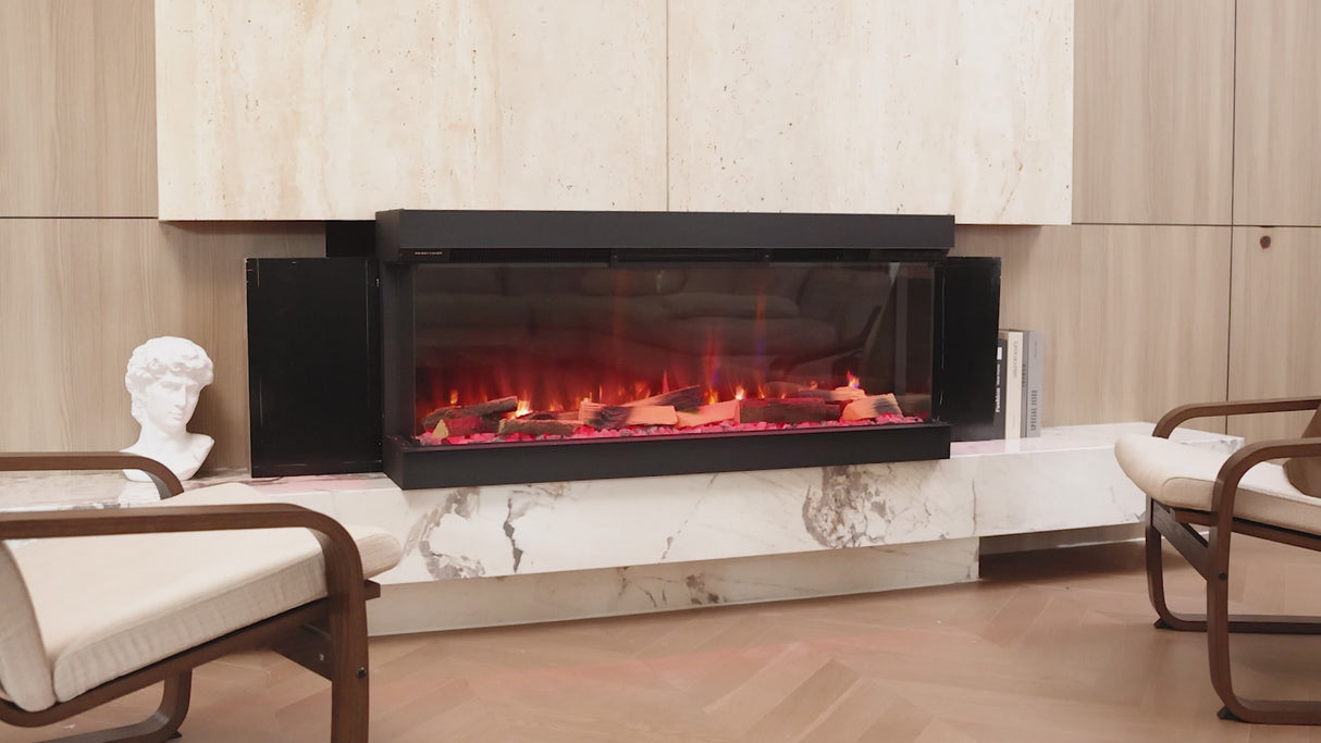 Wifi-Enabled 3-Sided Built-in Electric Fireplace with Crackling Sound